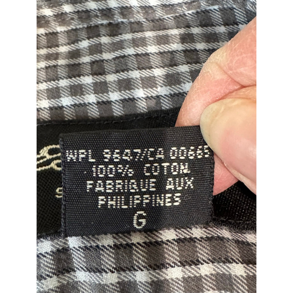 Men's Eddie Bauer Casual Button Down Shirt L Gray White Plaid long sleeve - Picture 5 of 7
